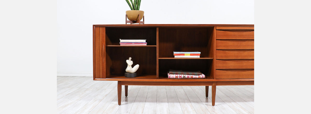 Arne Vodder Tambour-Door Teak Credenza for Sibast Møbler