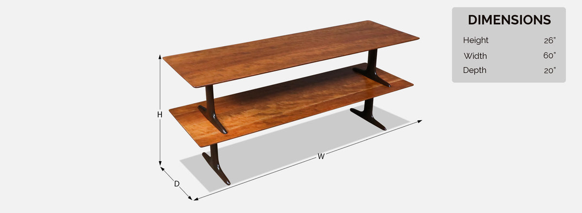 Mid-Century Modern Two-Tier Sculpted Bookshelf