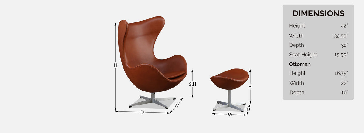 Vintage Arne Jacobsen Cognac Leather "Egg" Chair 