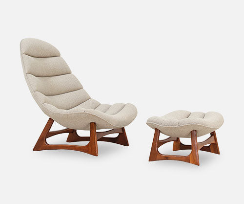 Adrian Pearsall Channel Tufted Lounge Chair with Ottoman for Craft Associates