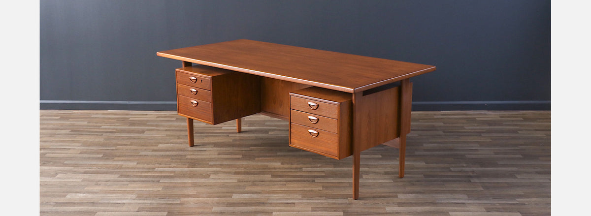 Kai Kristiansen Teak Desk with Bookcase for Feldballes Møbelfabrik