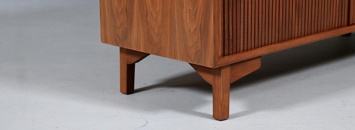 Vintage California Modern Tambour-Door Walnut Credenza by Barzilay