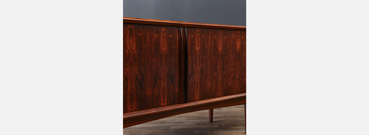 Danish Modern Tambour-Door Rosewood Credenza by Bernhard Pedersen
