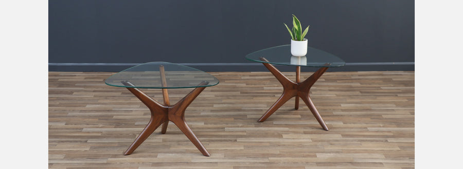 Adrian Pearsall "Jax" Sculpted Walnut Side Tables