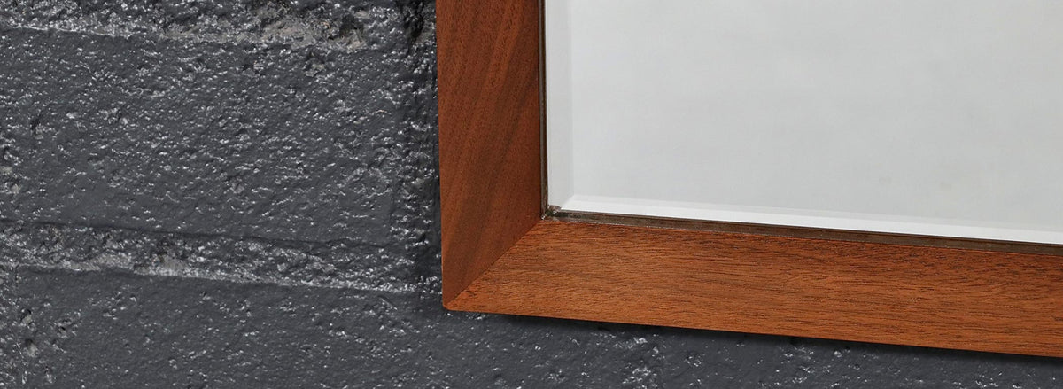 Mid-Century Modern Walnut Beveled Frame Arch Mirror