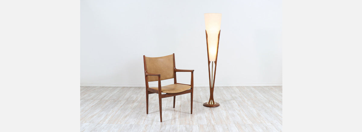 John Keal Sculpted Trident-Style Floor Lamp for Modeline