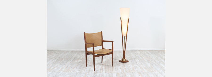 John Keal Sculpted Trident-Style Floor Lamp for Modeline