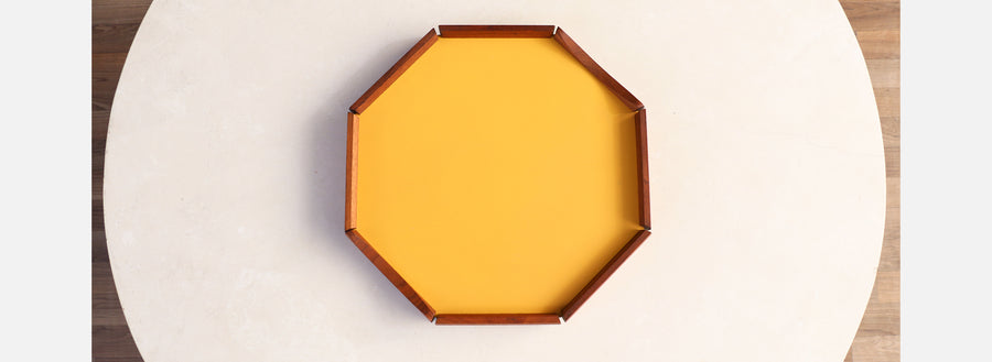 Danish Modern Octagonal Teak & Reversible Color Tray