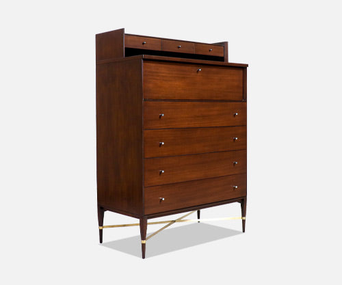 Paul McCobb "Irwin Collection" Chest of Drawers with Brass Accents for Calvin Furniture 
