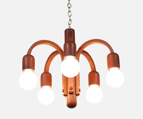 Danish Modern "Candela" Teak Pendant Chandelier by Domus