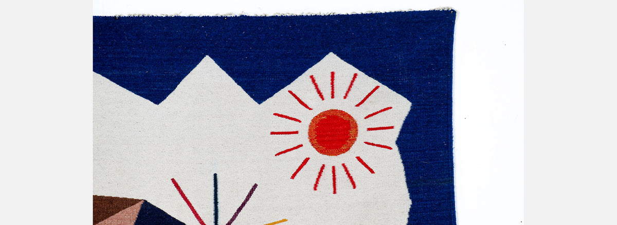 Mid-Century Modern Cubist Bull Wall Art Tapestry 