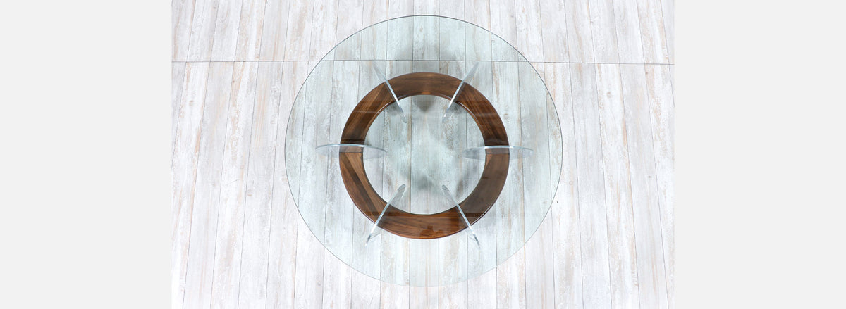 Mid-Century Modern Disc Style Aluminum & Walnut Coffee Table