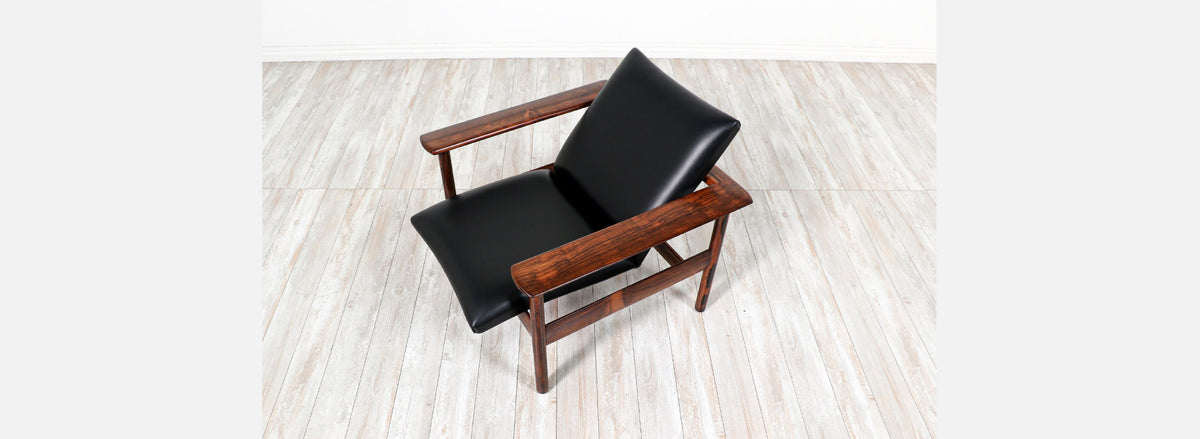 Nordic Modern Sculpted Rosewood Reclining Lounge Chair
