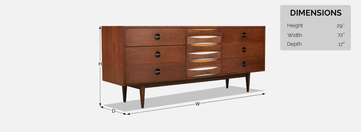 Mid-Century Modern Dresser w/ Lacquered Bowtie Drawers