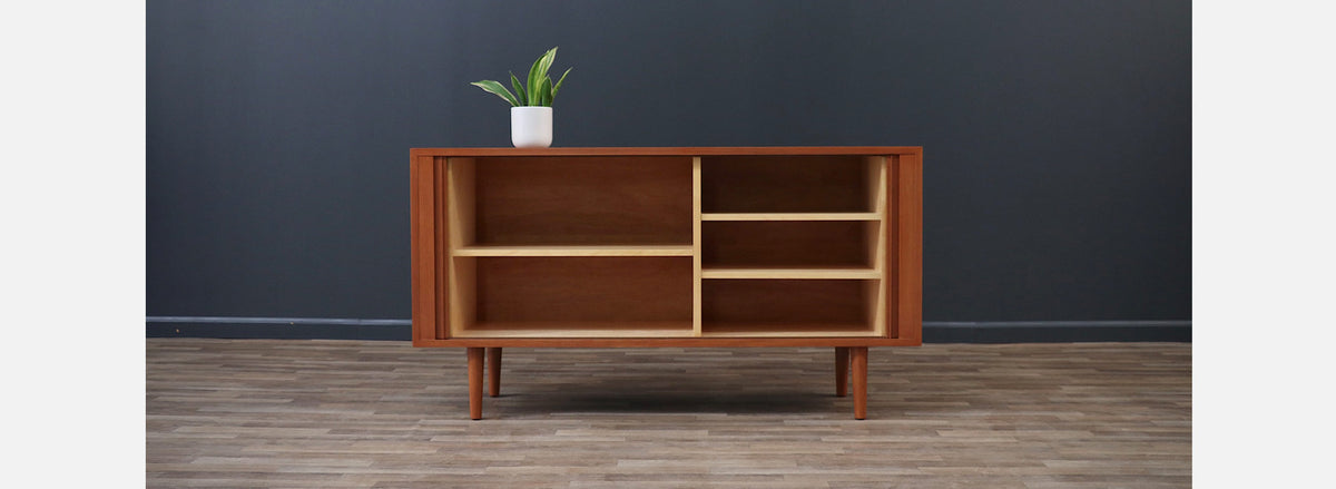 Carlo Jensen Teak Tambour-Door Credenza for Hundevad