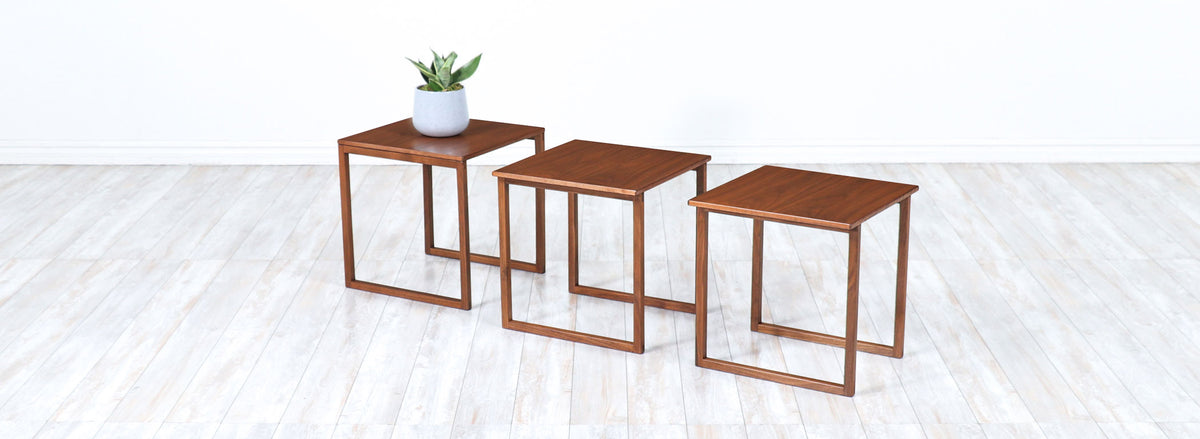 Kai Kristiansen Model-33 Walnut Interlocking Cube Nesting Tables