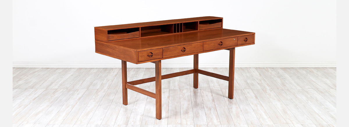 Danish Modern Flip-Top Partners Teak Desk by Peter Løvig Nielsen