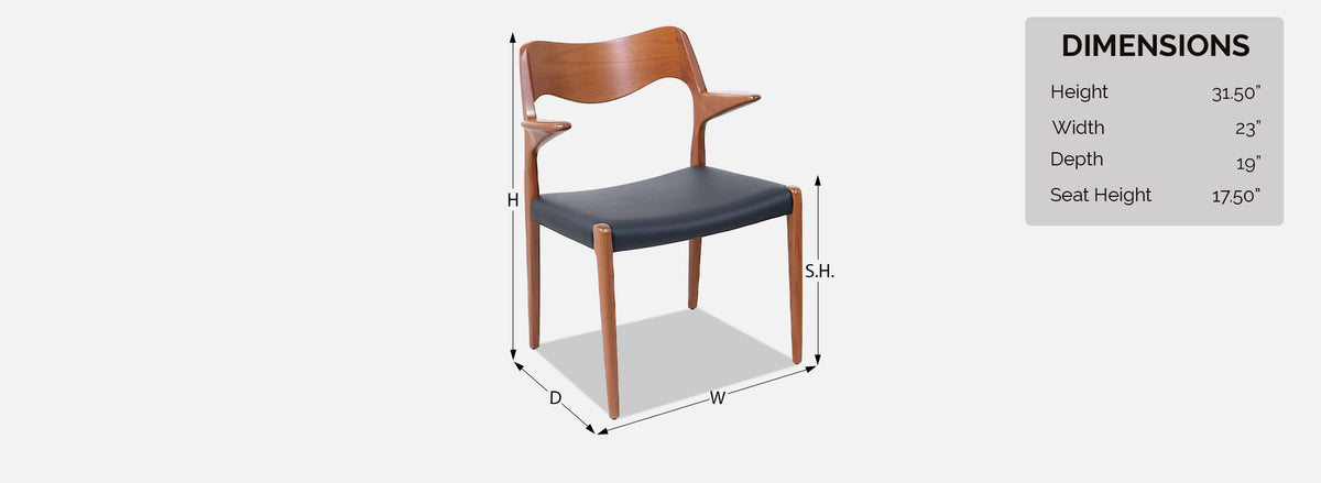 Niels Møller Model-71 Leather & Teak Arm Chairs for J.L. Møllers