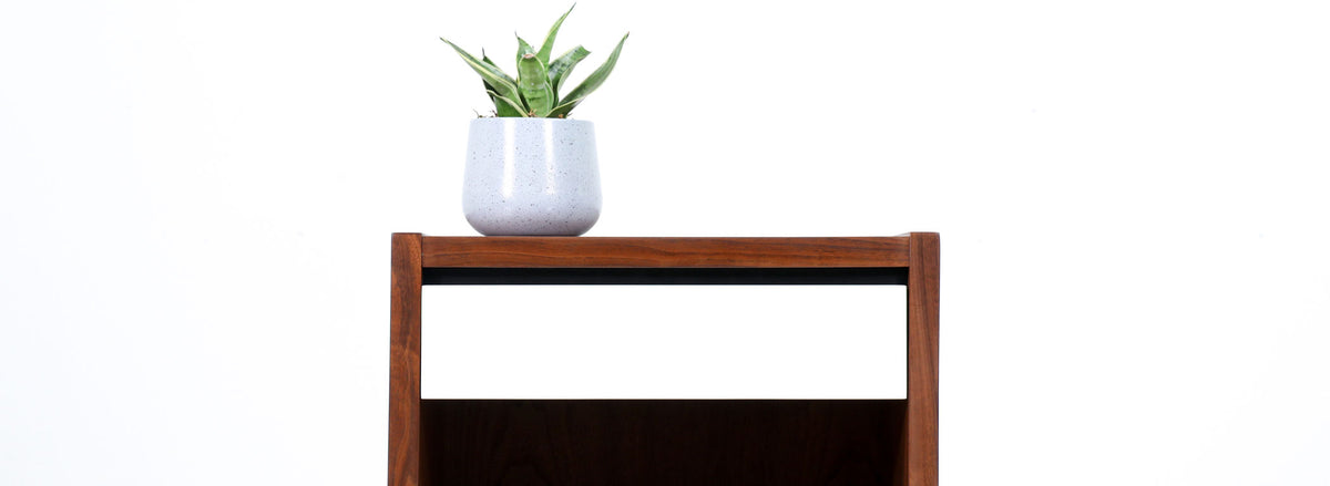 Mid-Century Walnut Night Stands with Lacquered Accent Drawers by Lane Furniture