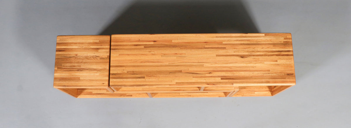 Mid-Century Modern Modular Oak Bookshelf Credenza 