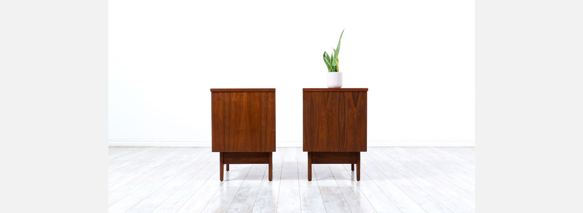 Mid-Century Modern Curved-Front Night Stands by Young Furniture