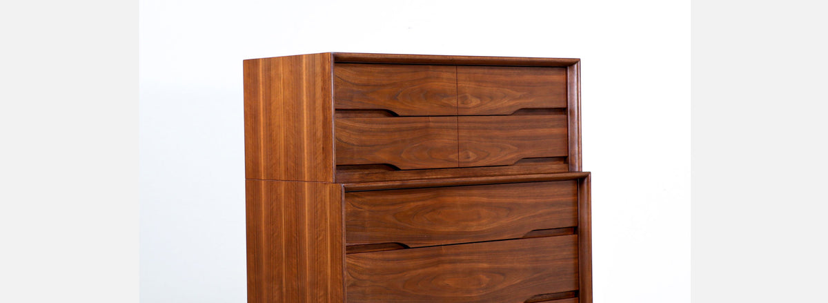 Mid-Century Modern Sculpted Walnut Chest of Drawers