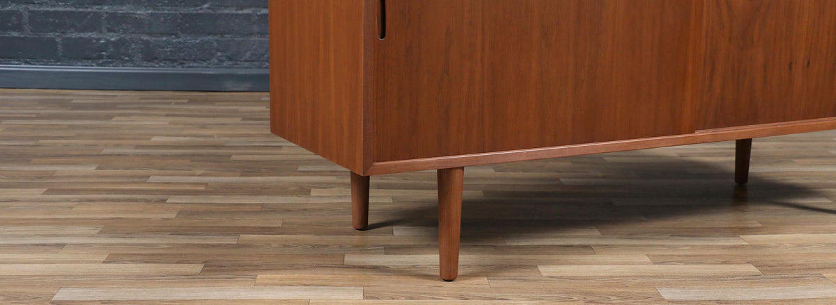 Custom Made Walnut Credenza w/ Sliding Doors by Danish Modern LA