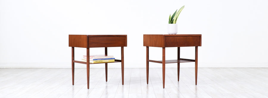 John Keal Night Stands with Magazine Shelves for Brown Saltman