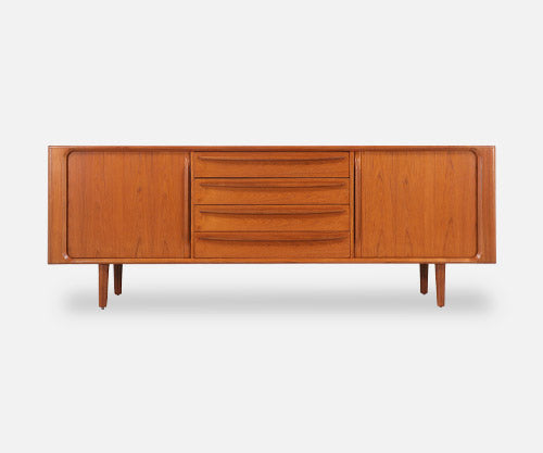 Danish Modern Tambour-Door Teak Credenza by Bernhard Pedersen and Son