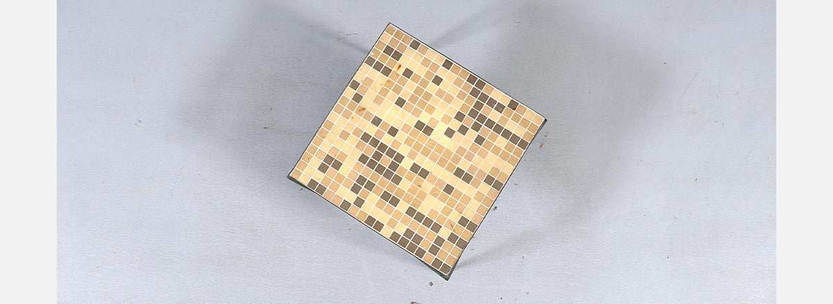 Japanese Modern Brass & Murano Mosaic Tile Top Side Table