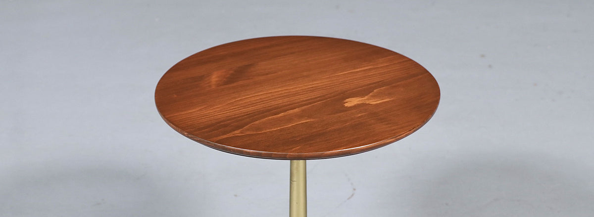 Mid-Century Modern Walnut & Brass Starburst Pedestal Side Table