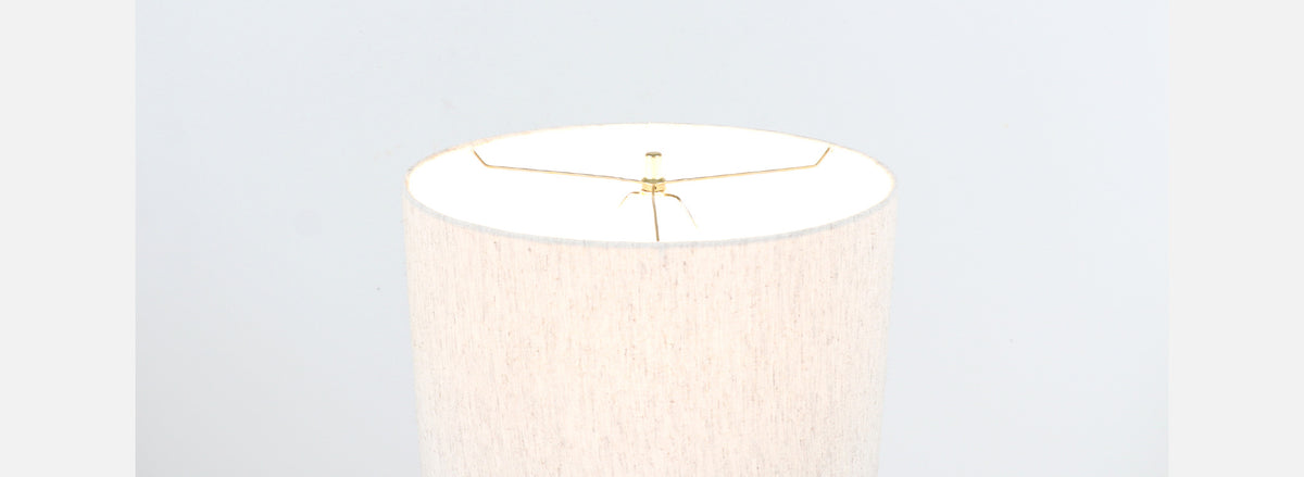 Mid-Century Modern Sculpted Walnut with Brass Accent Table Lamp