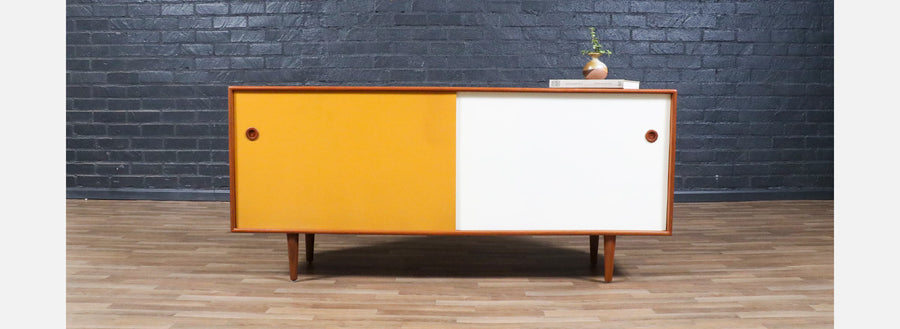 Danish Modern Teak & Two-Tone Lacquered Credenza