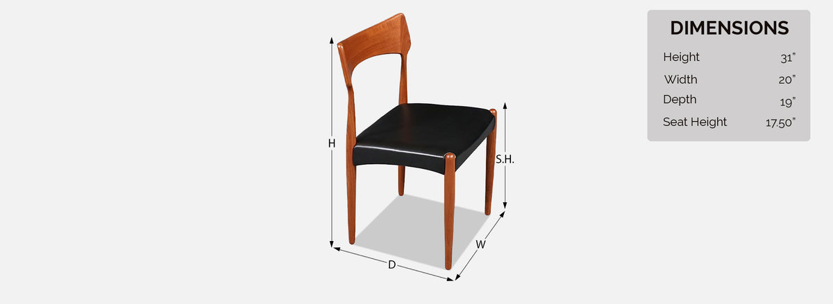 Danish Modern Teak & Leather Dining Chairs by Bernhard Pedersen 