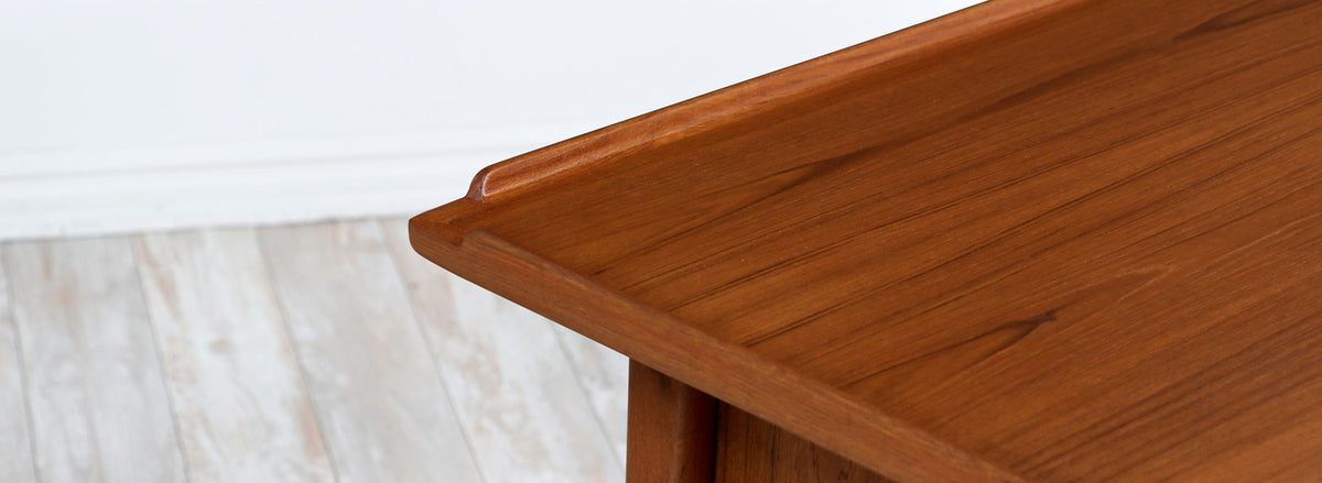 Danish Modern Executive Teak Desk with Raised Edges