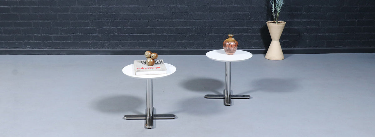 California Modern "Plus" Chrome Side Tables by West Coast Industries