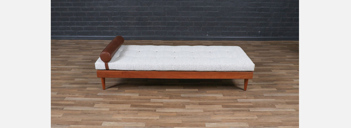 Danish Modern Teak Daybed w/ Leather Accents