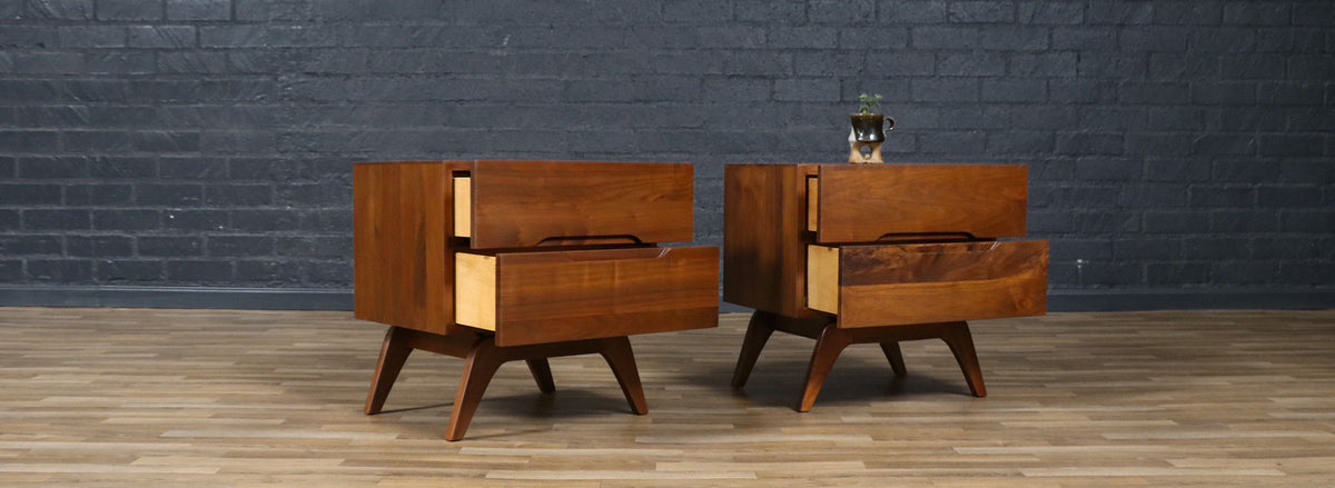Mid-Century Californian Modern Sculpted Walnut Night Stands
