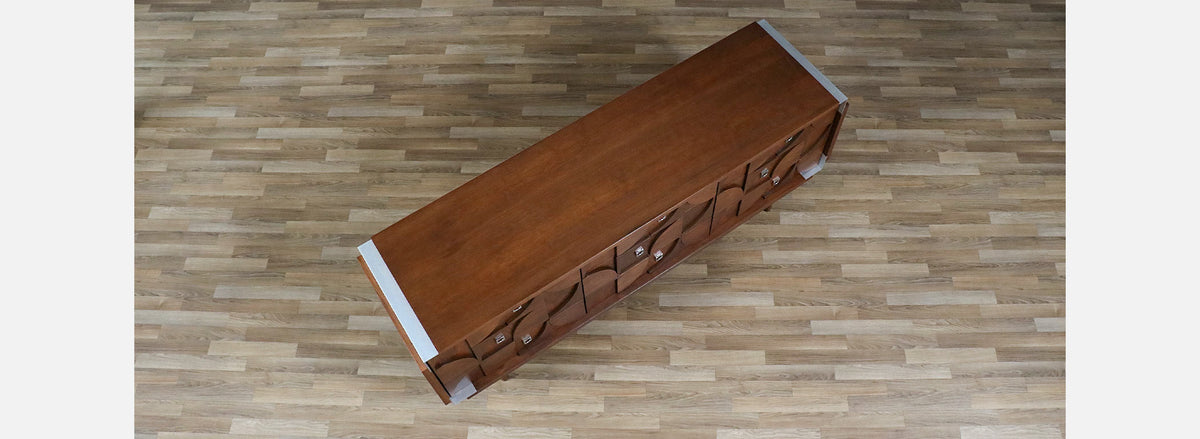 Mosaic Brutalist Modern Walnut Dresser by Tobago