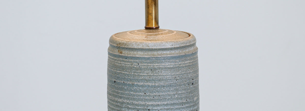 California Modern A-Series Blue Ceramic Table Lamp by Bob Kinzie