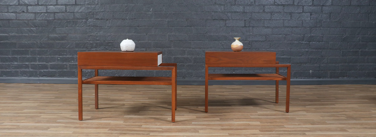 California Modern Slatted Walnut Side Tables by John Keal