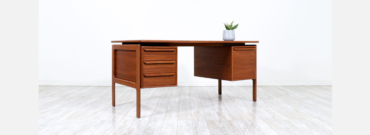Danish Modern Floating-Top Teak Desk by G.V. Møbler