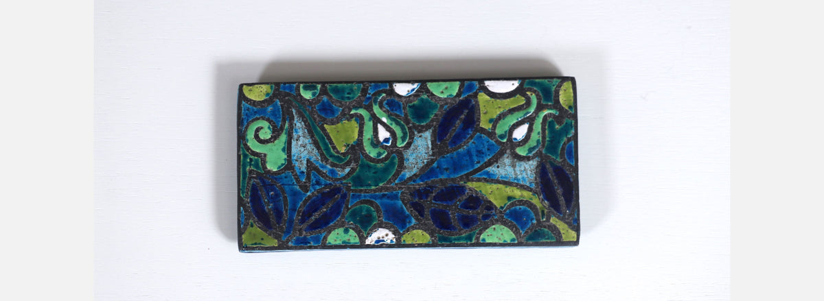 Aldo Londi Blue Glazed Ceramic Floral Lidded Box