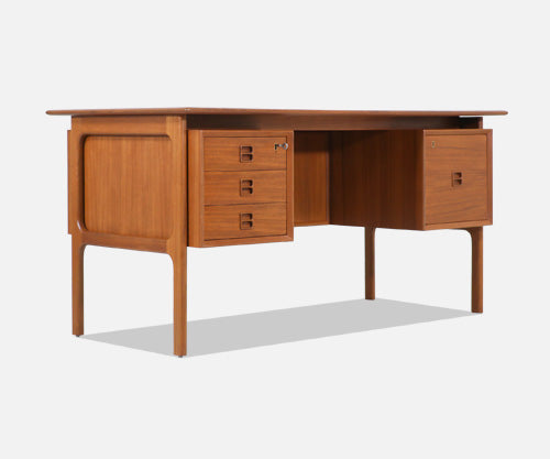 Erik Brouer Executive Teak Desk with Bookcase for Brouer Møbelfabrik