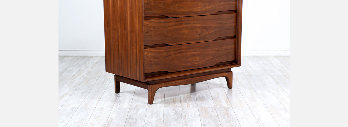 Mid-Century Modern Sculpted Walnut Chest of Drawers