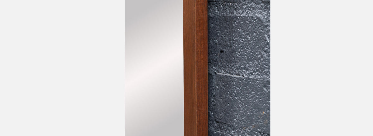 Mid-Century Modern Sculpted Walnut Beveled Frame Arch Mirror