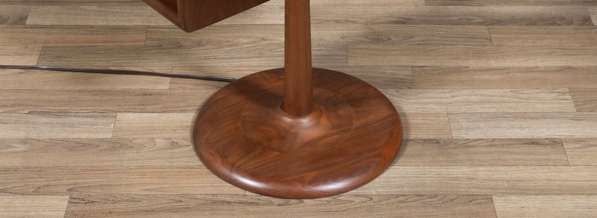 Laurel Walnut Floor Lamp w/ Magazine Holder & Tray Table
