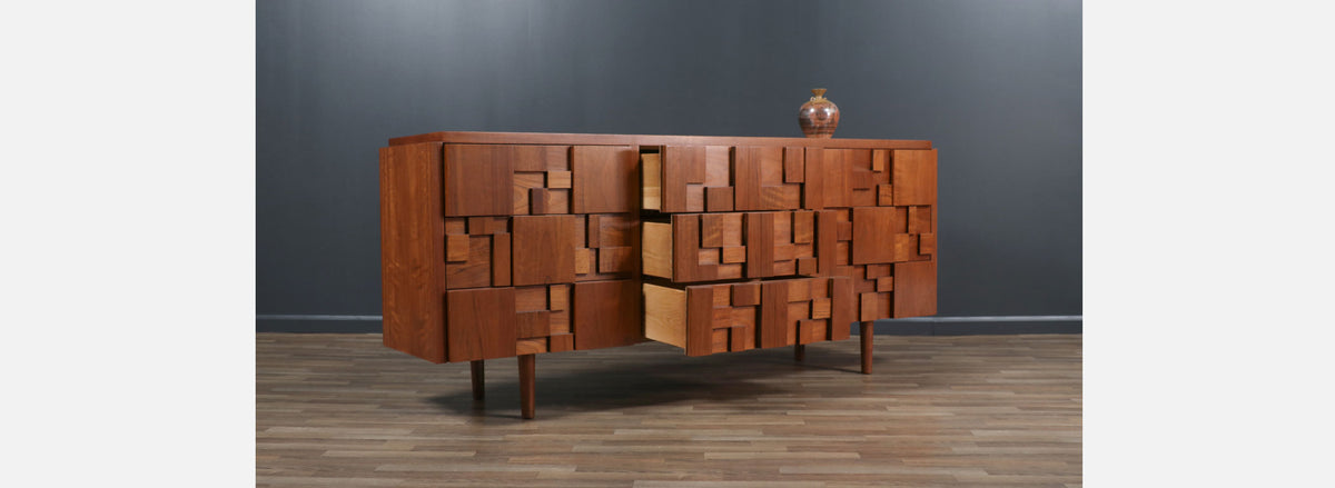 Mid-Century Modern "Staccato" Brutalist Dresser by Lane 