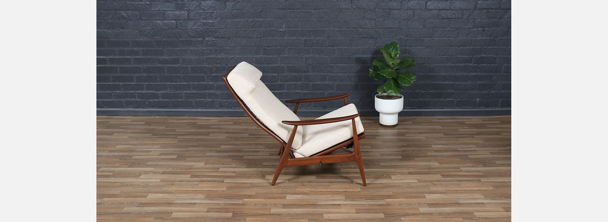 Milo Baughman Sculptural Walnut Reclining Chair for James Inc.