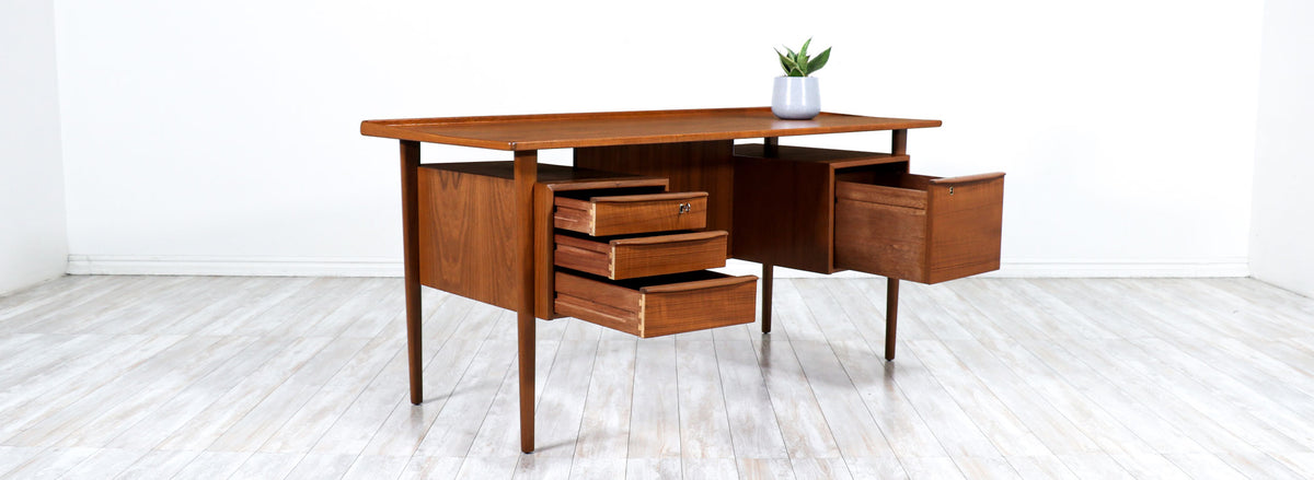 Danish Modern Executive Desk with Floating-Top by Peter Lovig Nielsen